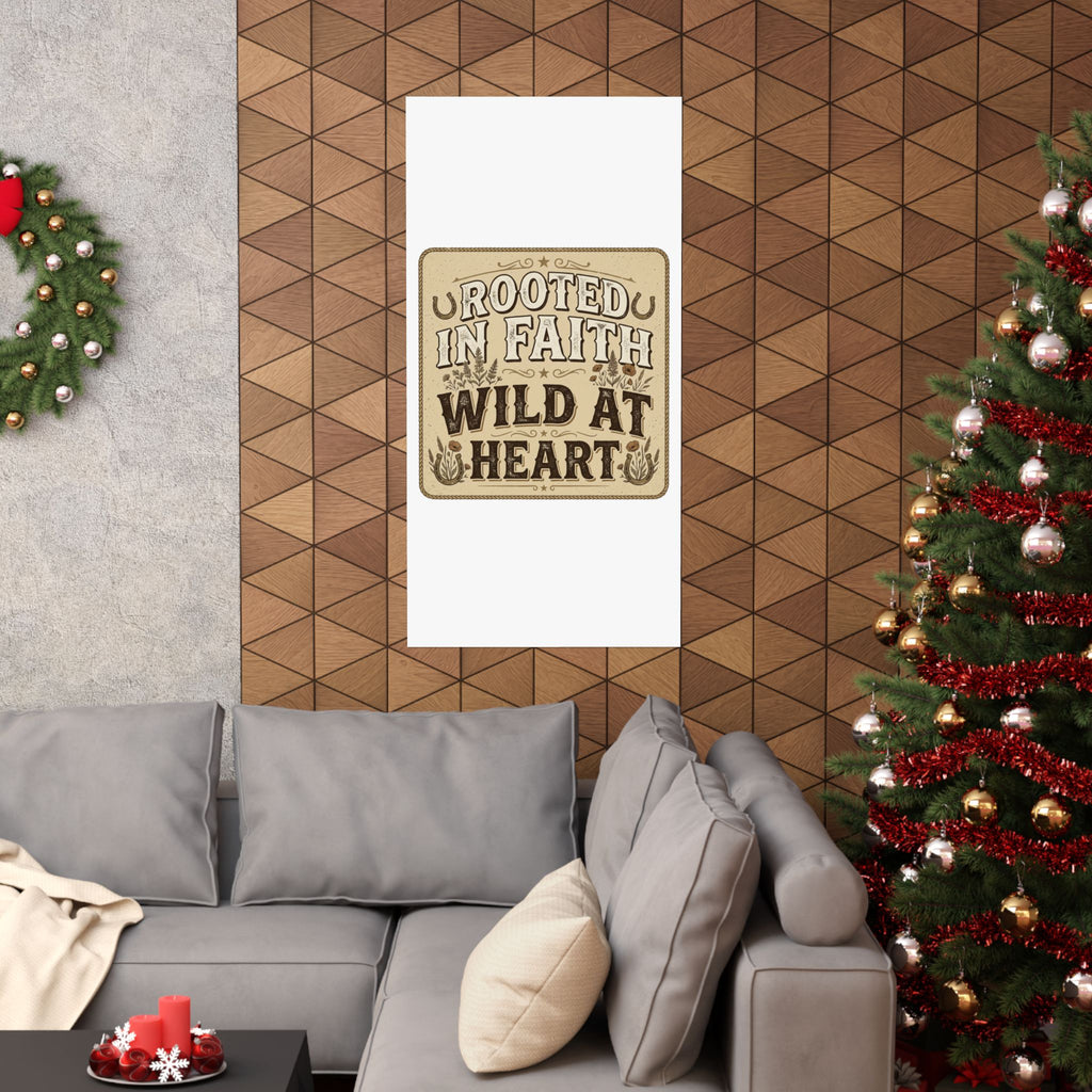 Rooted in Faith, Wild at Heart Matte Poster — Rustic Inspirational Wall Art
