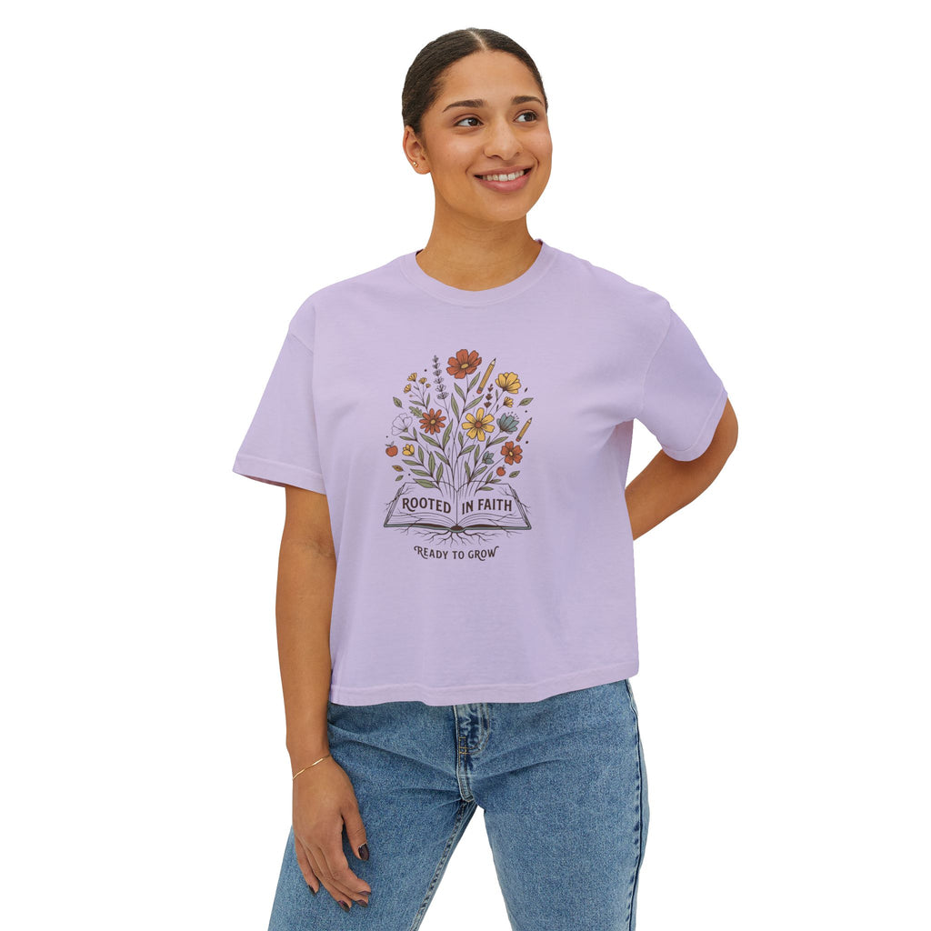 Women's Tee — "Rooted in Faith, Ready to Grow" Floral Graphic