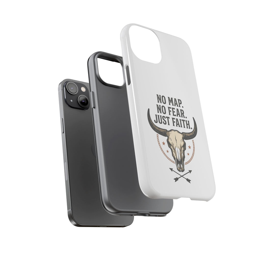 Phone Case — "No Map. No Fear. Just Faith." Skull Design