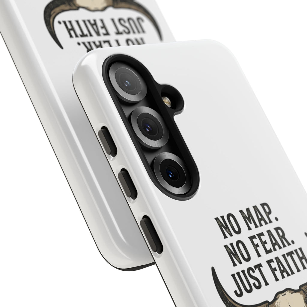 Phone Case — "No Map. No Fear. Just Faith." Skull Design