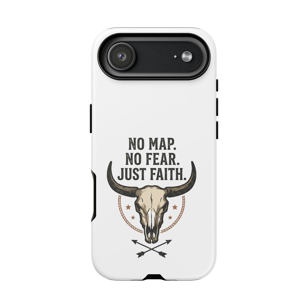 Phone Case — "No Map. No Fear. Just Faith." Skull Design