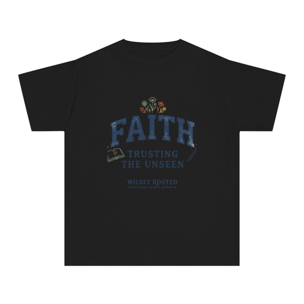 Youth Faith Tee — "Faith: Trusting the Unseen" Inspirational Christian Shirt