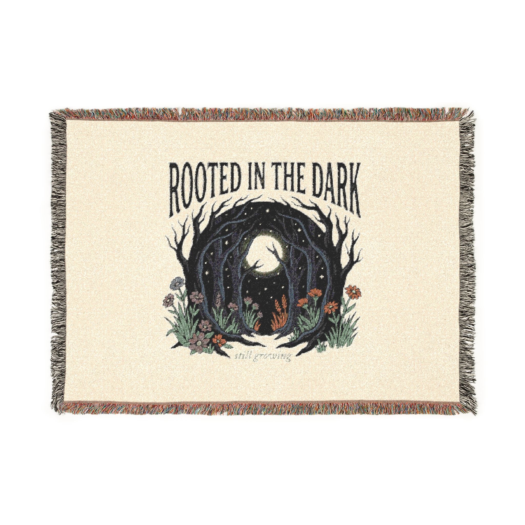 Rooted in the Dark Woven Blanket — Moonlit Forest Throw