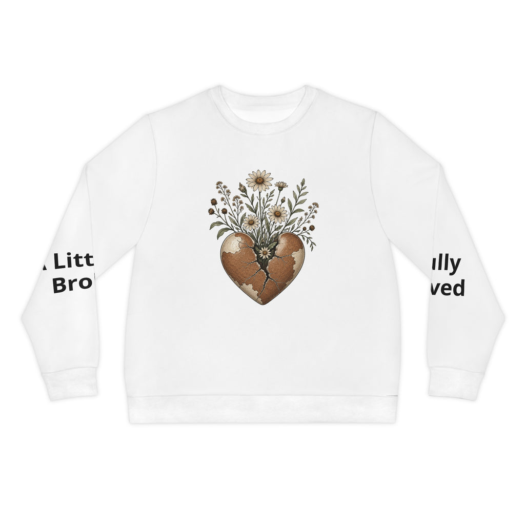 Broken Heart Floral Sweatshirt — Psalm 147:3 Inspirational Christian Pullover