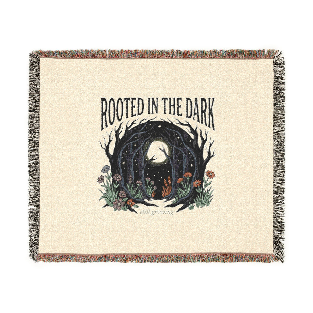 Rooted in the Dark Woven Blanket — Moonlit Forest Throw