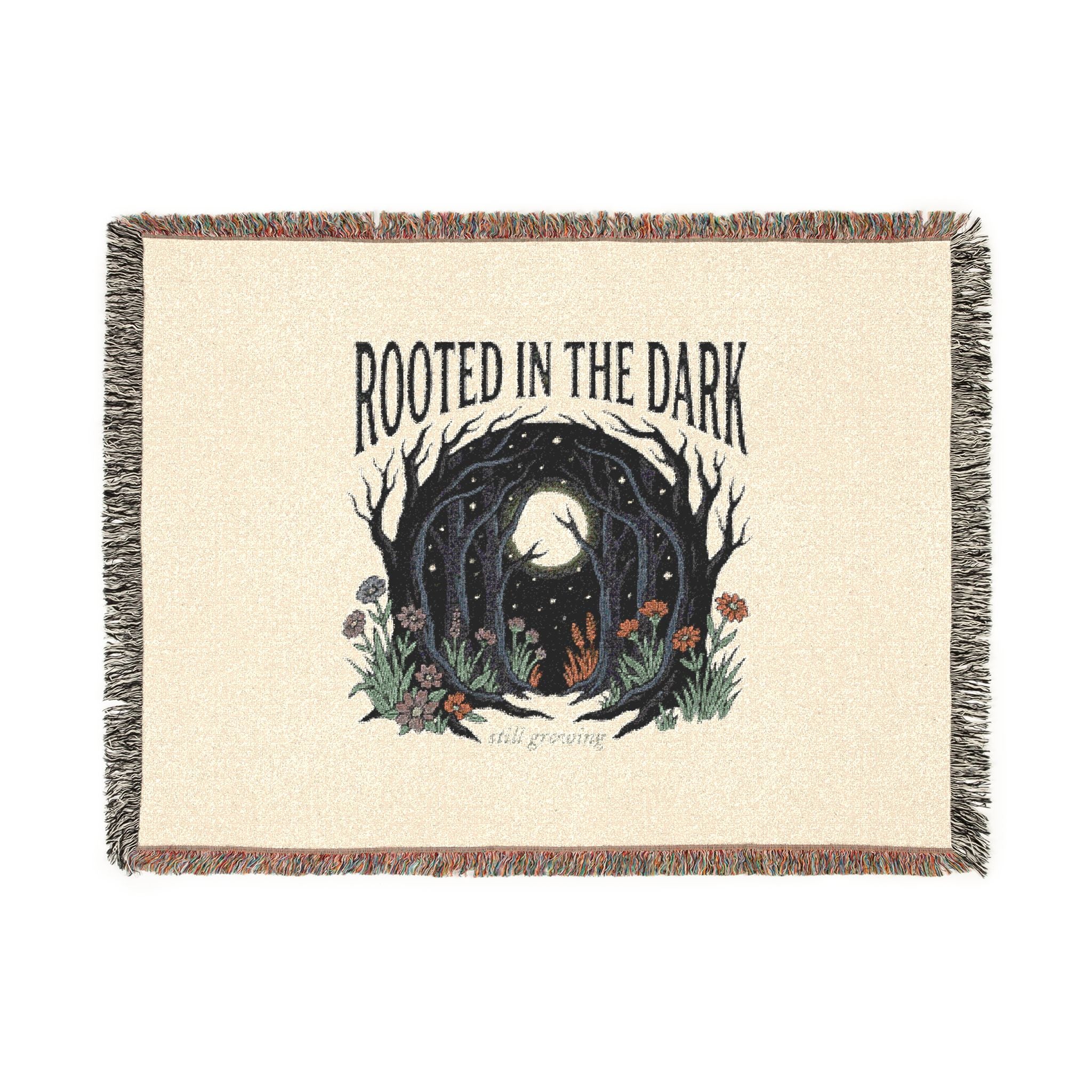 Rooted in the Dark Woven Blanket — Moonlit Forest Throw