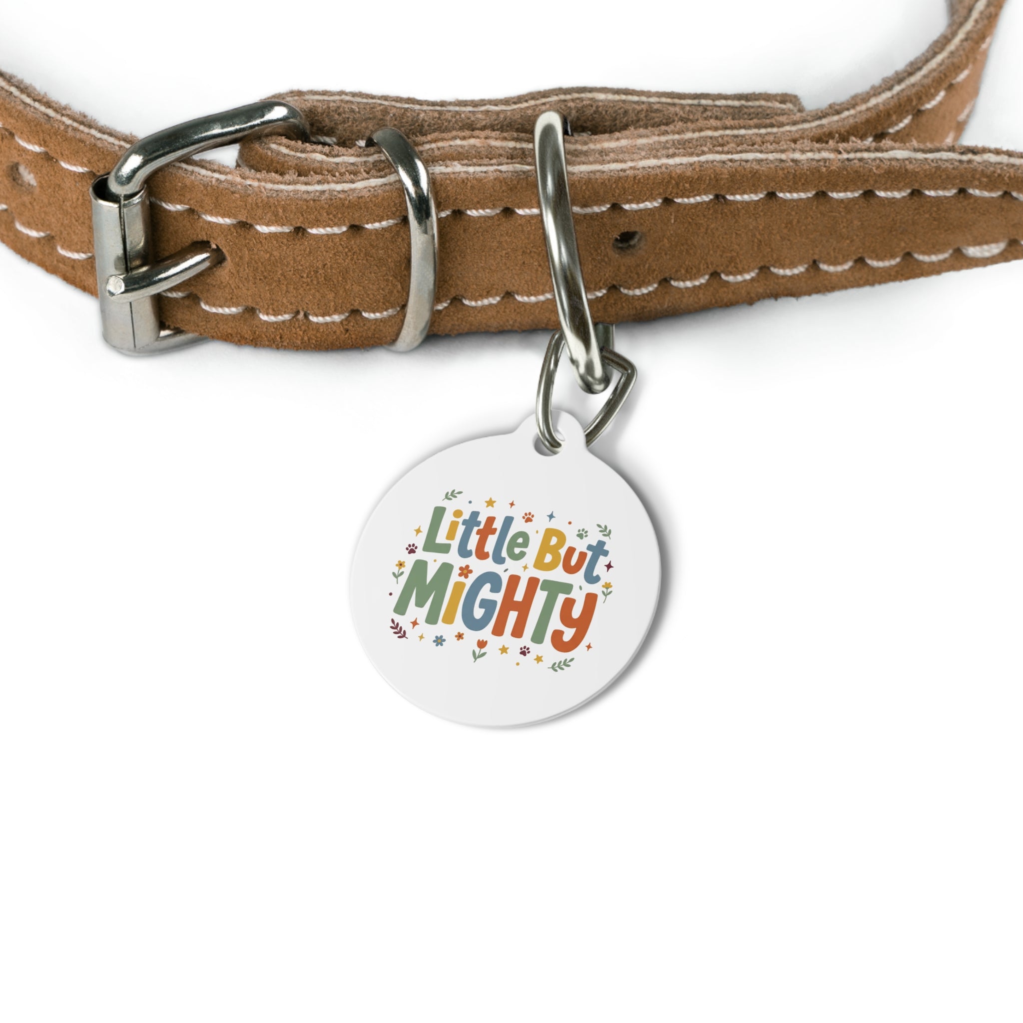 Pet Tag — "Little But Mighty" Colorful Inspirational Dog ID Tag