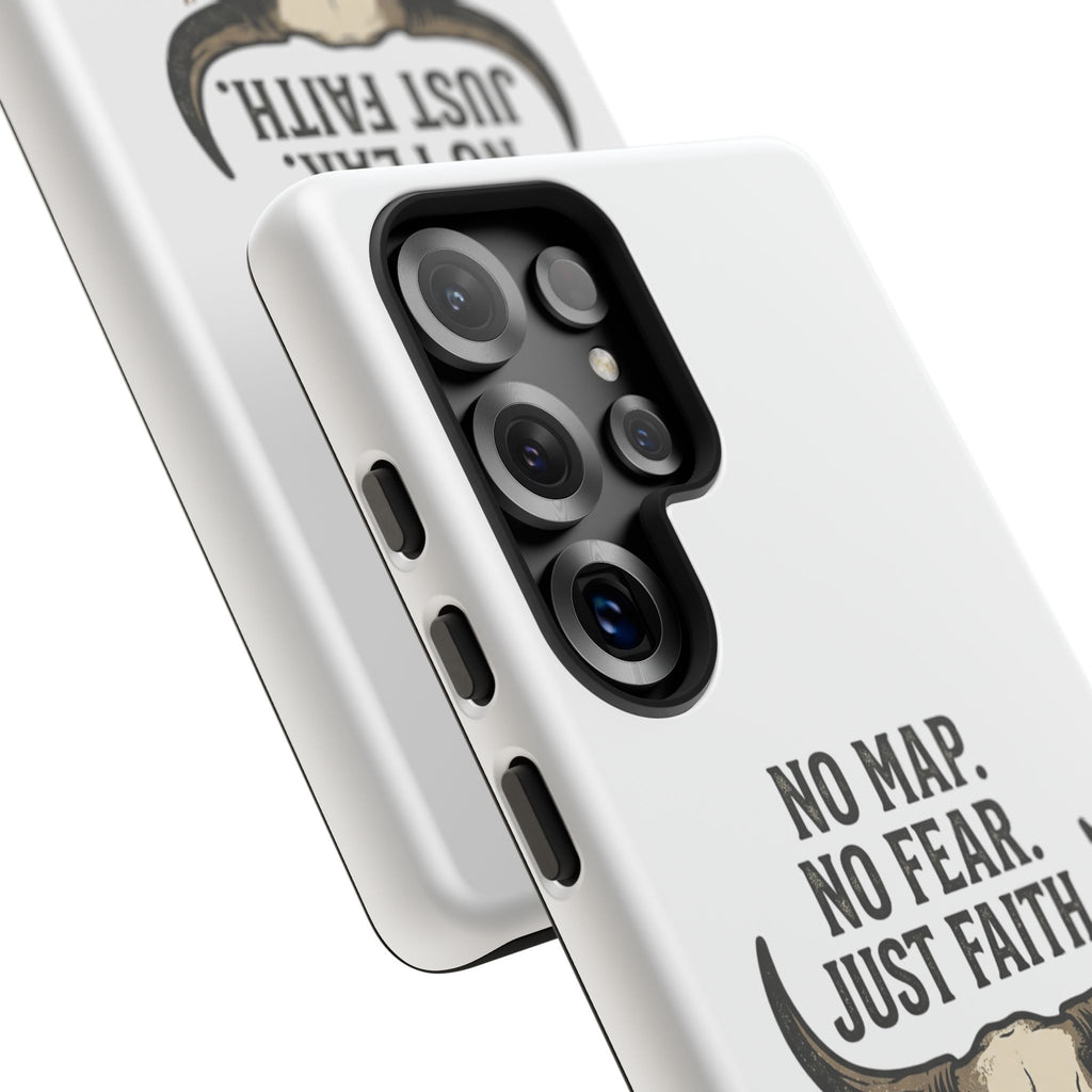 Phone Case — "No Map. No Fear. Just Faith." Skull Design