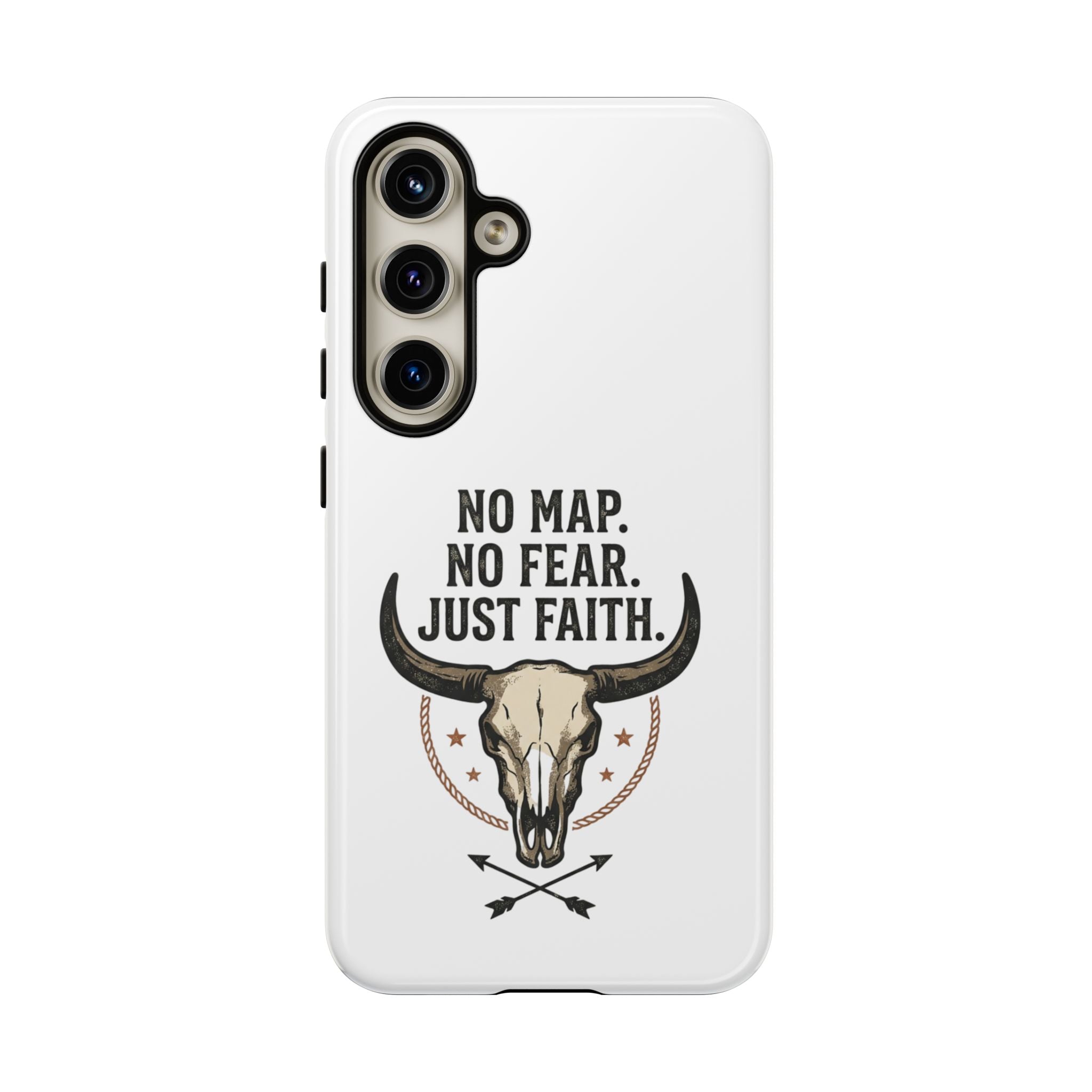 Phone Case — "No Map. No Fear. Just Faith." Skull Design