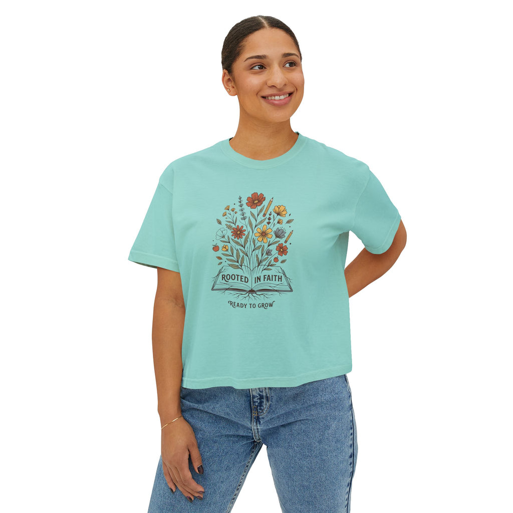 Women's Tee — "Rooted in Faith, Ready to Grow" Floral Graphic