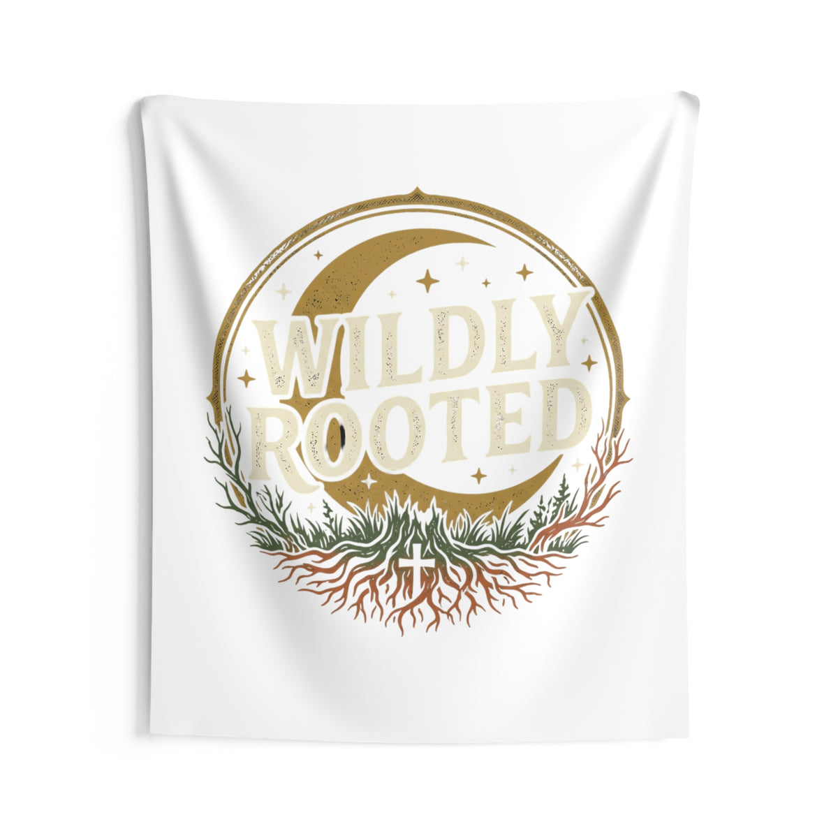 Wall Tapestry — "Wildly Rooted" Moon & Roots Boho Wall Art