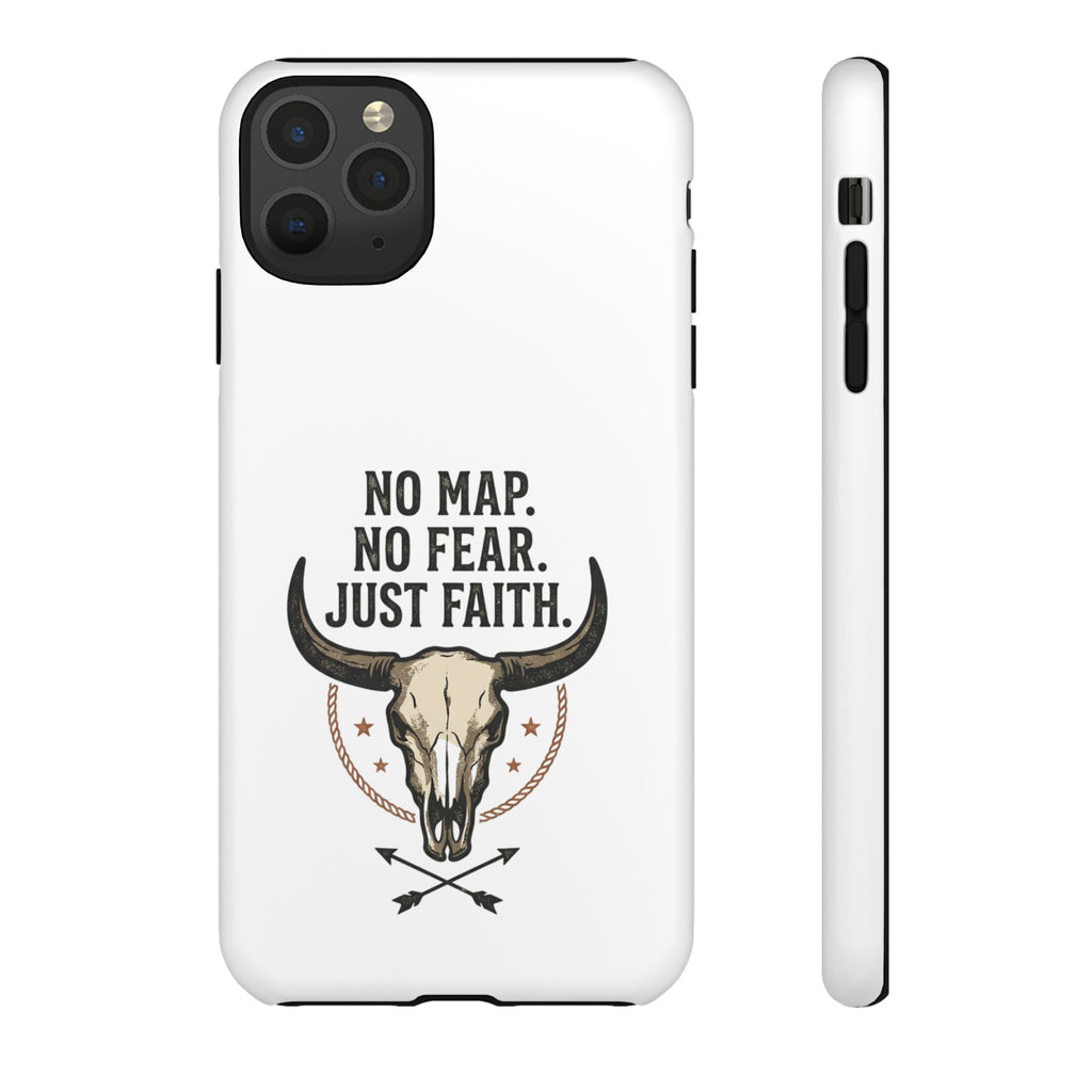 Phone Case — "No Map. No Fear. Just Faith." Skull Design
