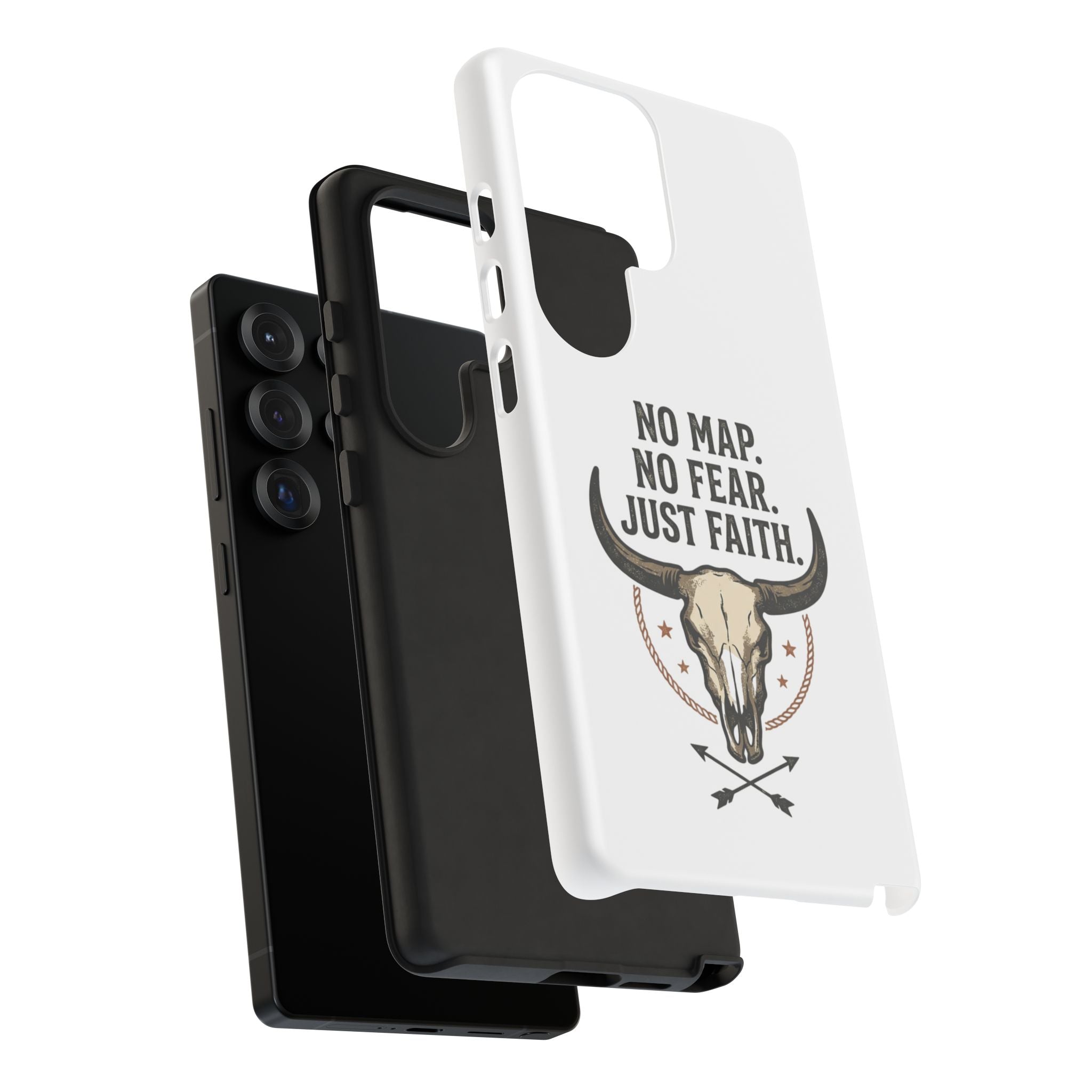 Phone Case — "No Map. No Fear. Just Faith." Skull Design