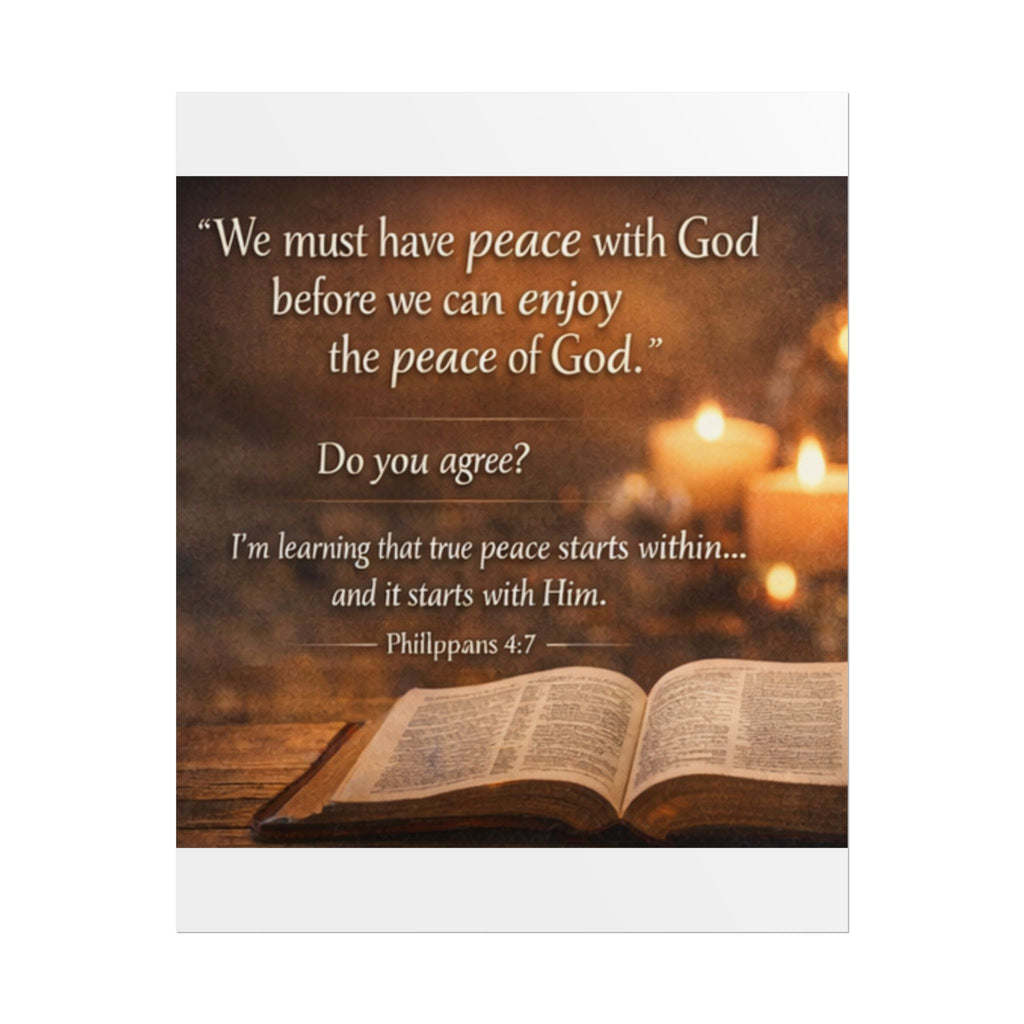 Rolled Poster – "Peace with God" Inspirational Bible Verse (Philippians 4:7)