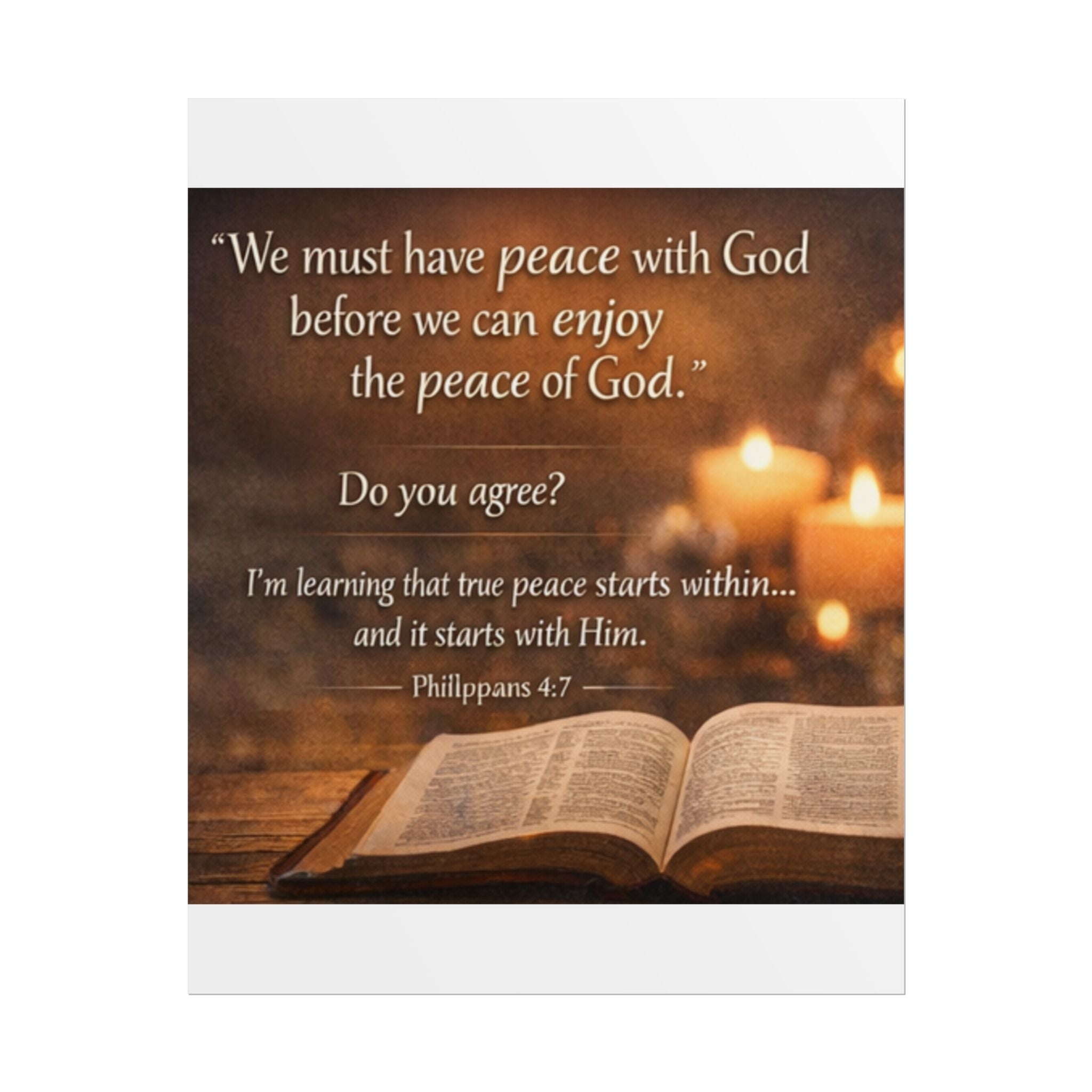 Rolled Poster – "Peace with God" Inspirational Bible Verse (Philippians 4:7)