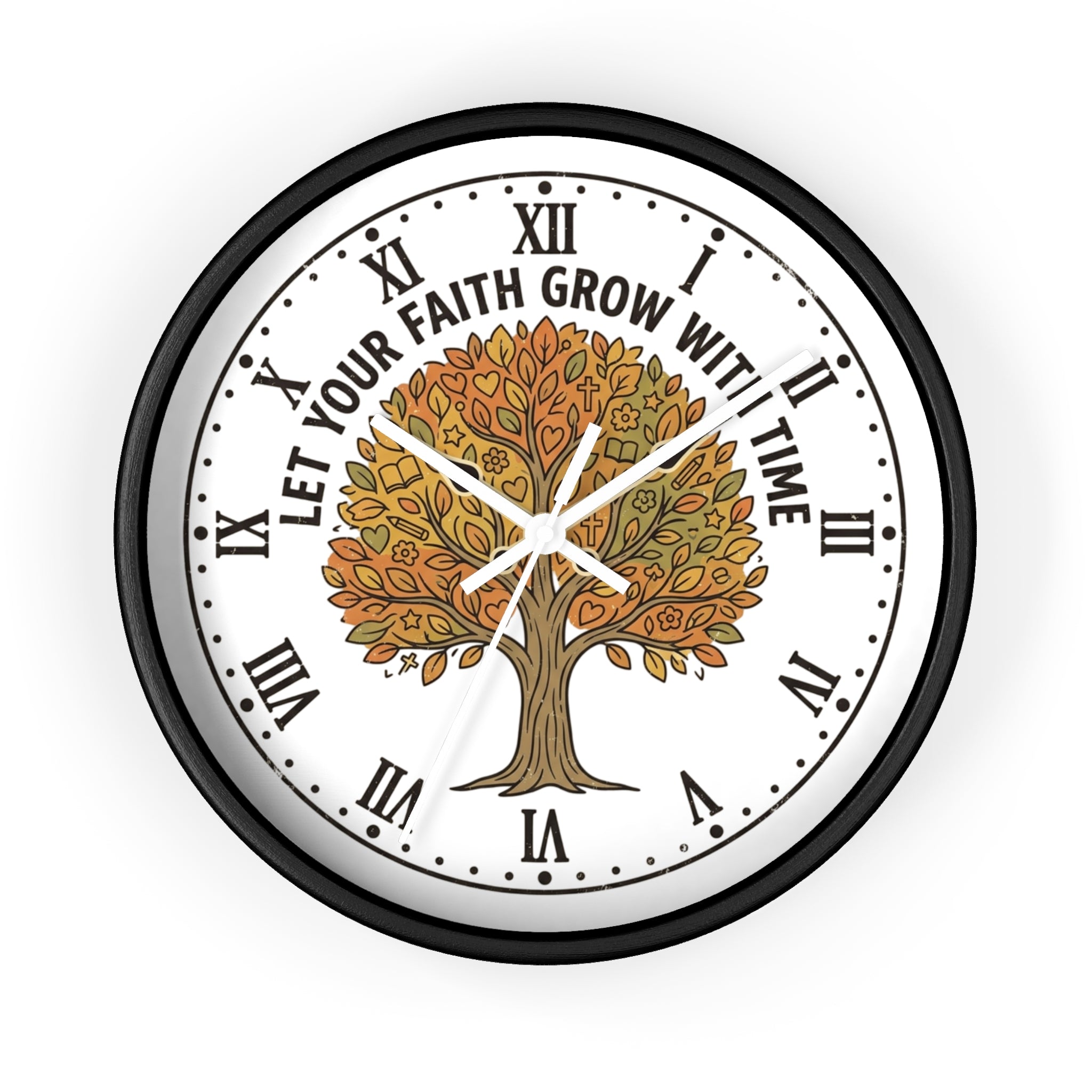 Fall Tree Wall Clock — "Let Your Faith Grow With Time" Inspirational Home Decor