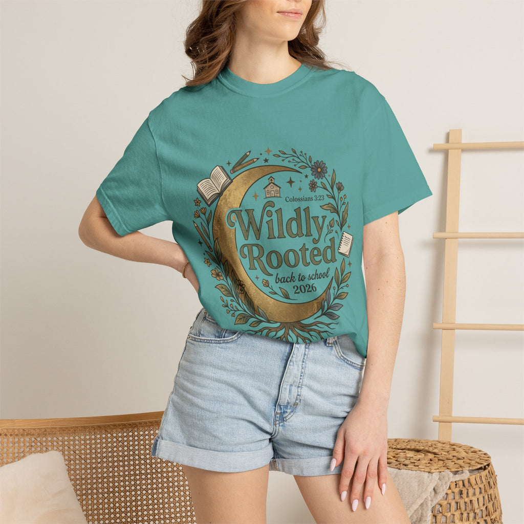 Wildly Rooted Back to School T-Shirt — Botanical Moon Design (2026)