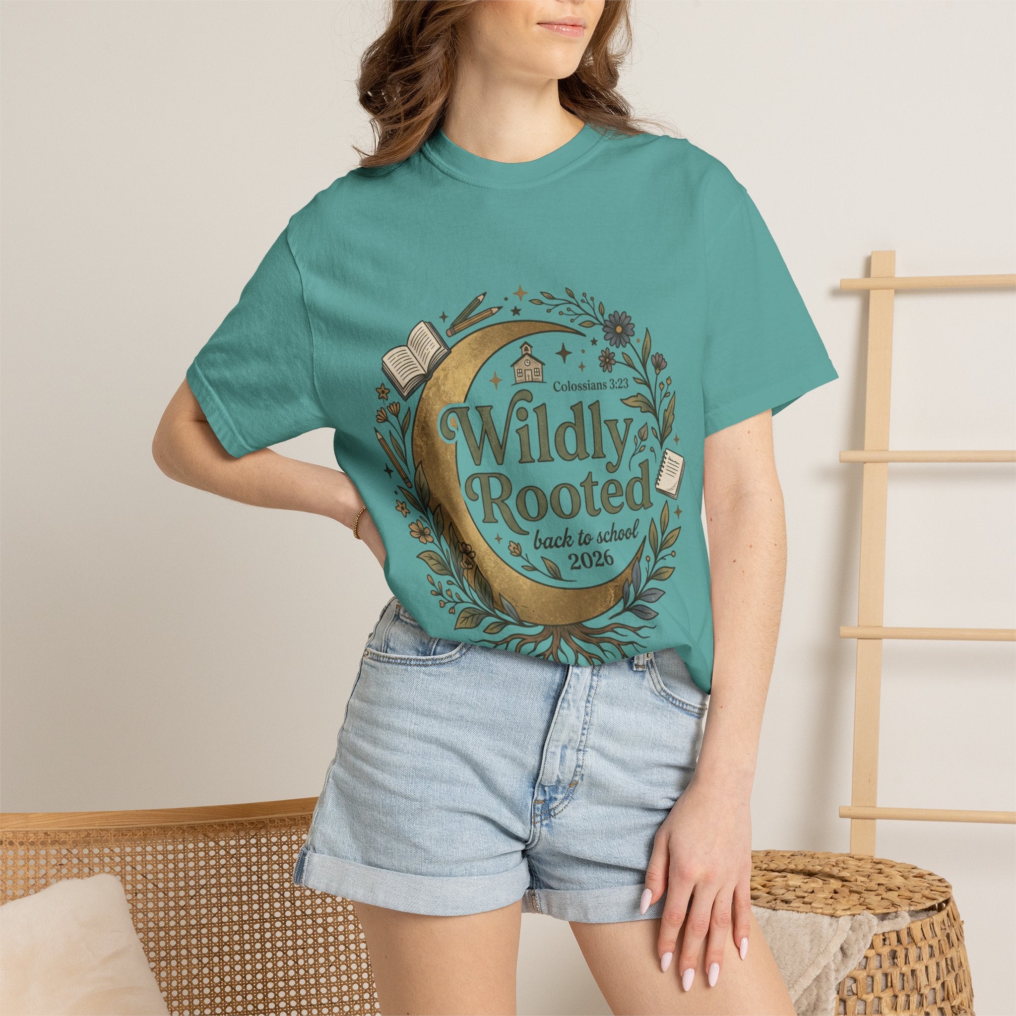 Wildly Rooted Back to School T-Shirt — Botanical Moon Design (2026)