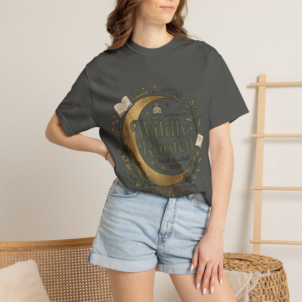 Wildly Rooted Back to School T-Shirt — Botanical Moon Design (2026)