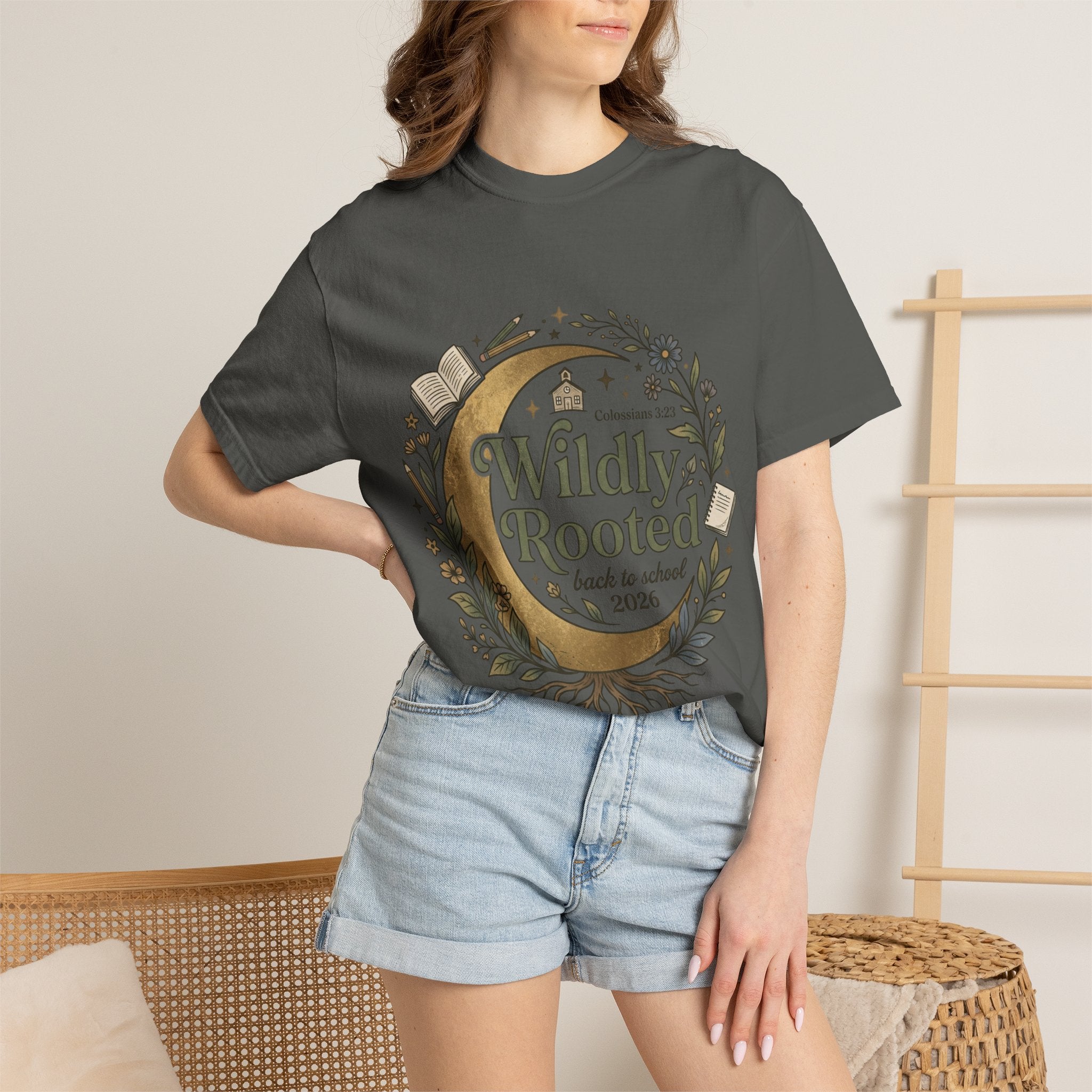 Wildly Rooted Back to School T-Shirt — Botanical Moon Design (2026)