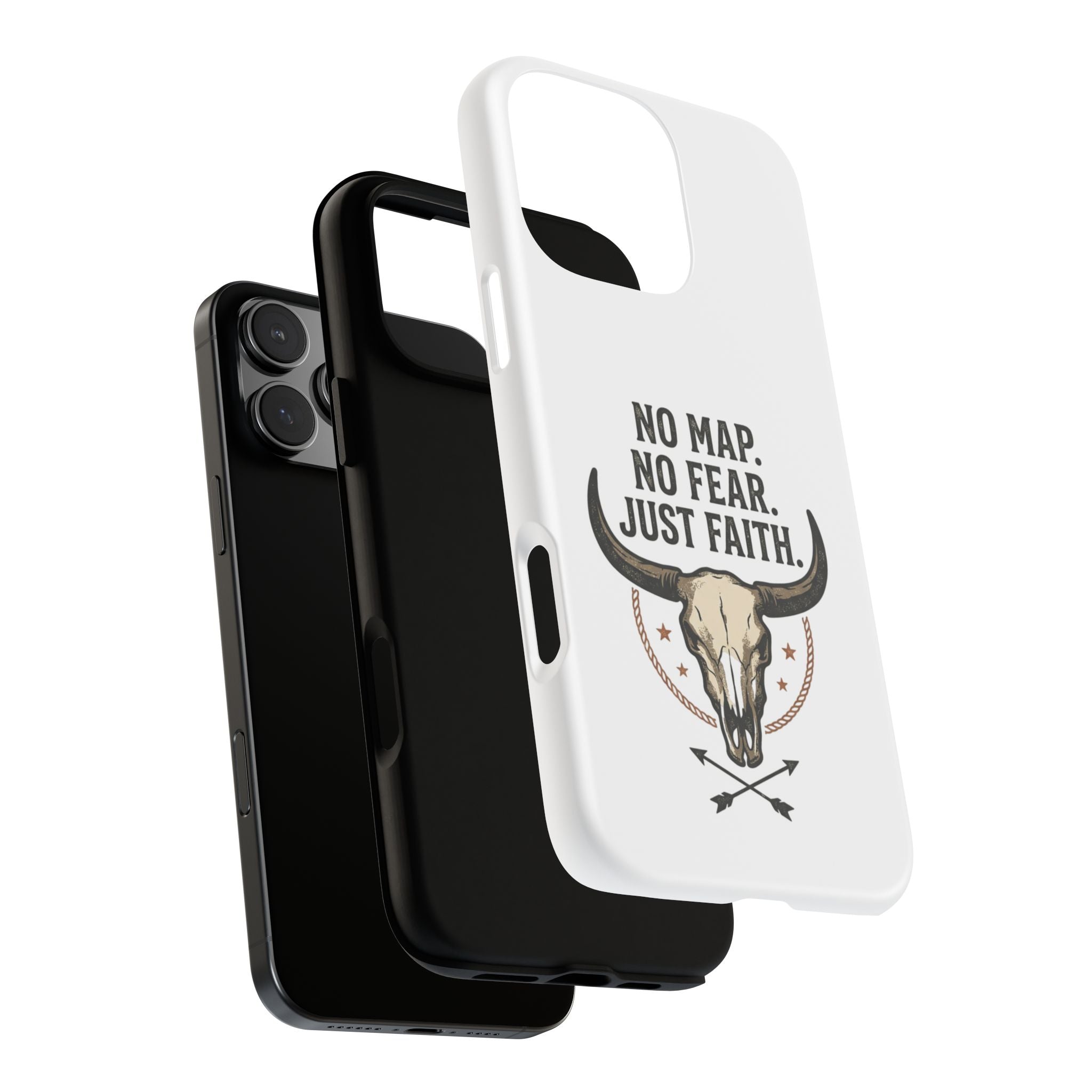 Phone Case — "No Map. No Fear. Just Faith." Skull Design