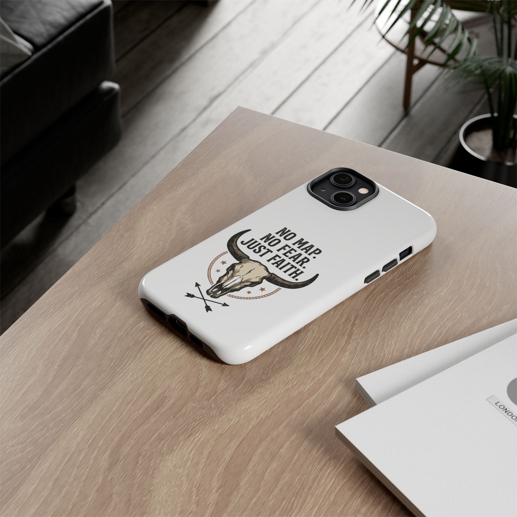 Phone Case — "No Map. No Fear. Just Faith." Skull Design