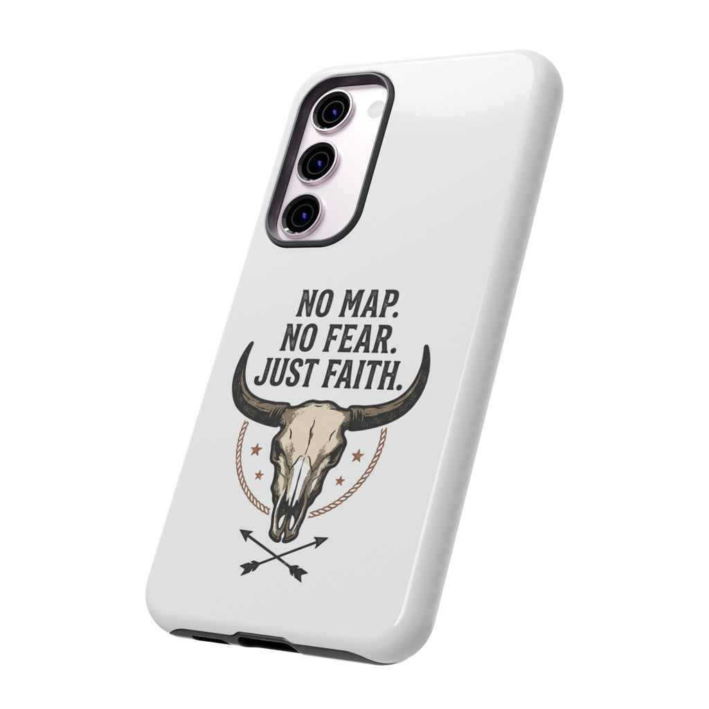Phone Case — "No Map. No Fear. Just Faith." Skull Design