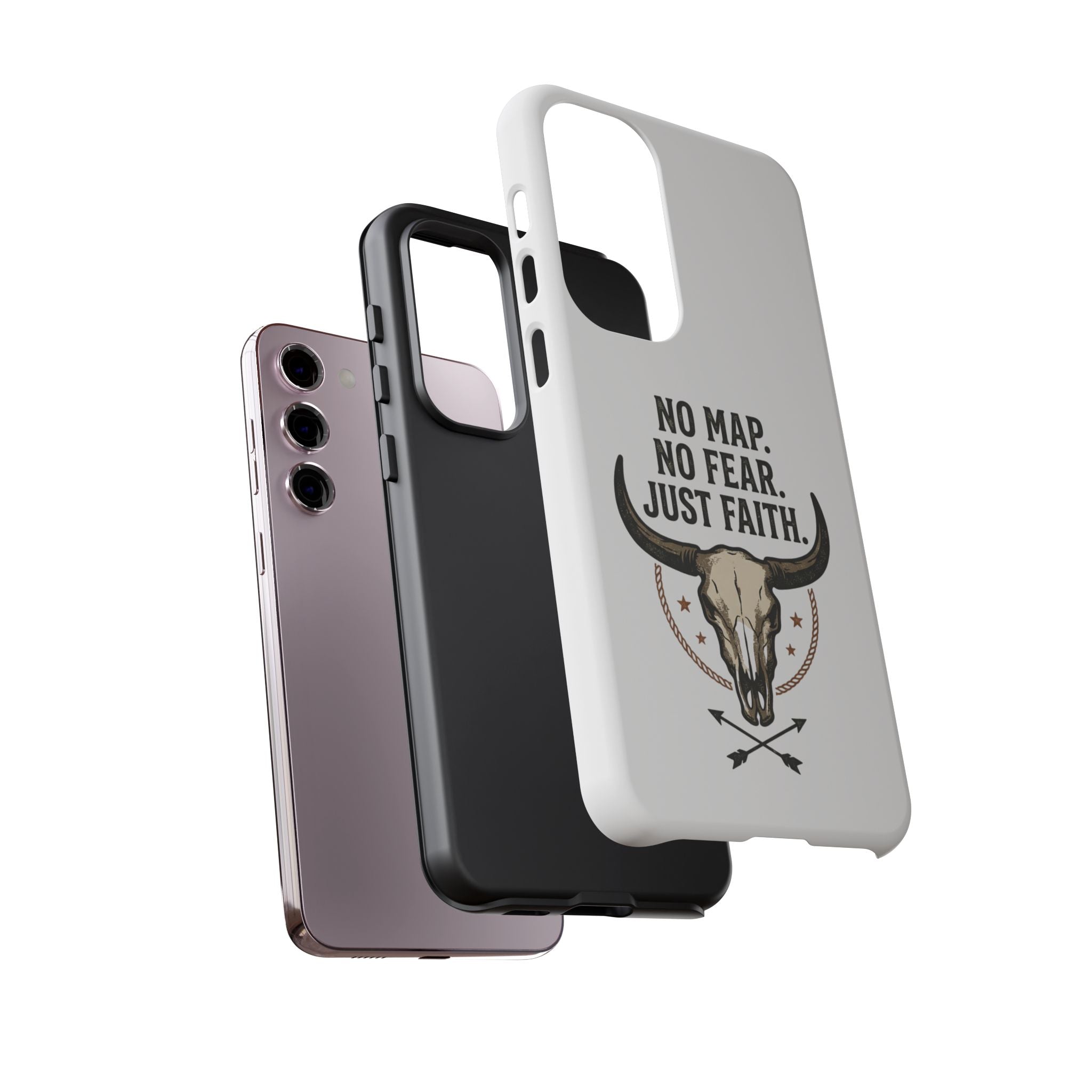 Phone Case — "No Map. No Fear. Just Faith." Skull Design