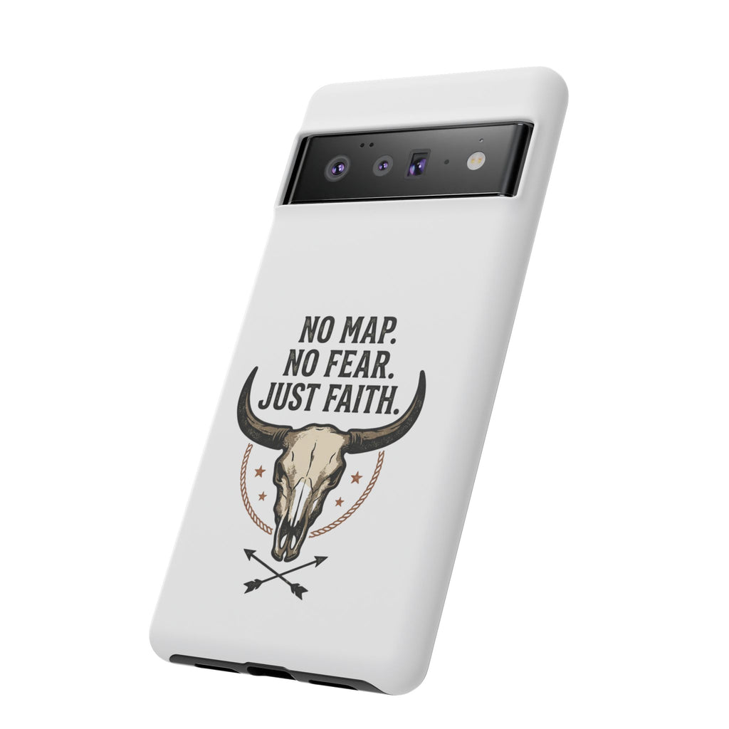 Phone Case — "No Map. No Fear. Just Faith." Skull Design