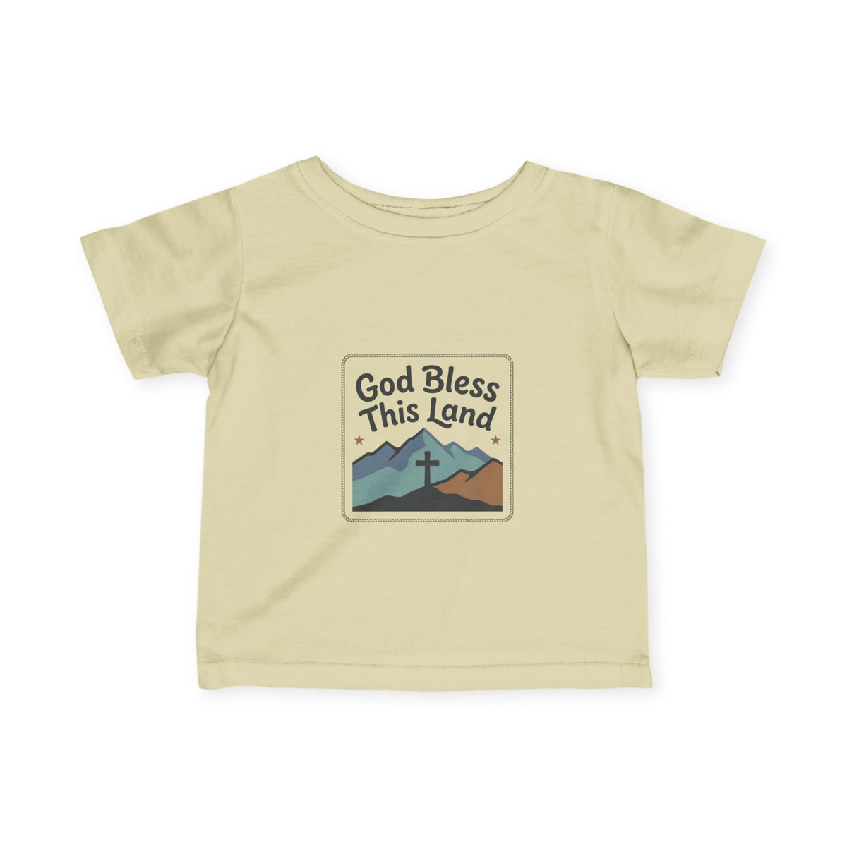 Infant Tee — "God Bless This Land" Mountain Cross Baby Shirt