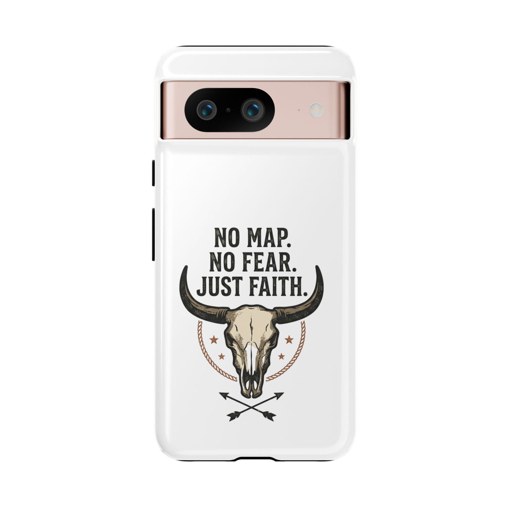 Phone Case — "No Map. No Fear. Just Faith." Skull Design