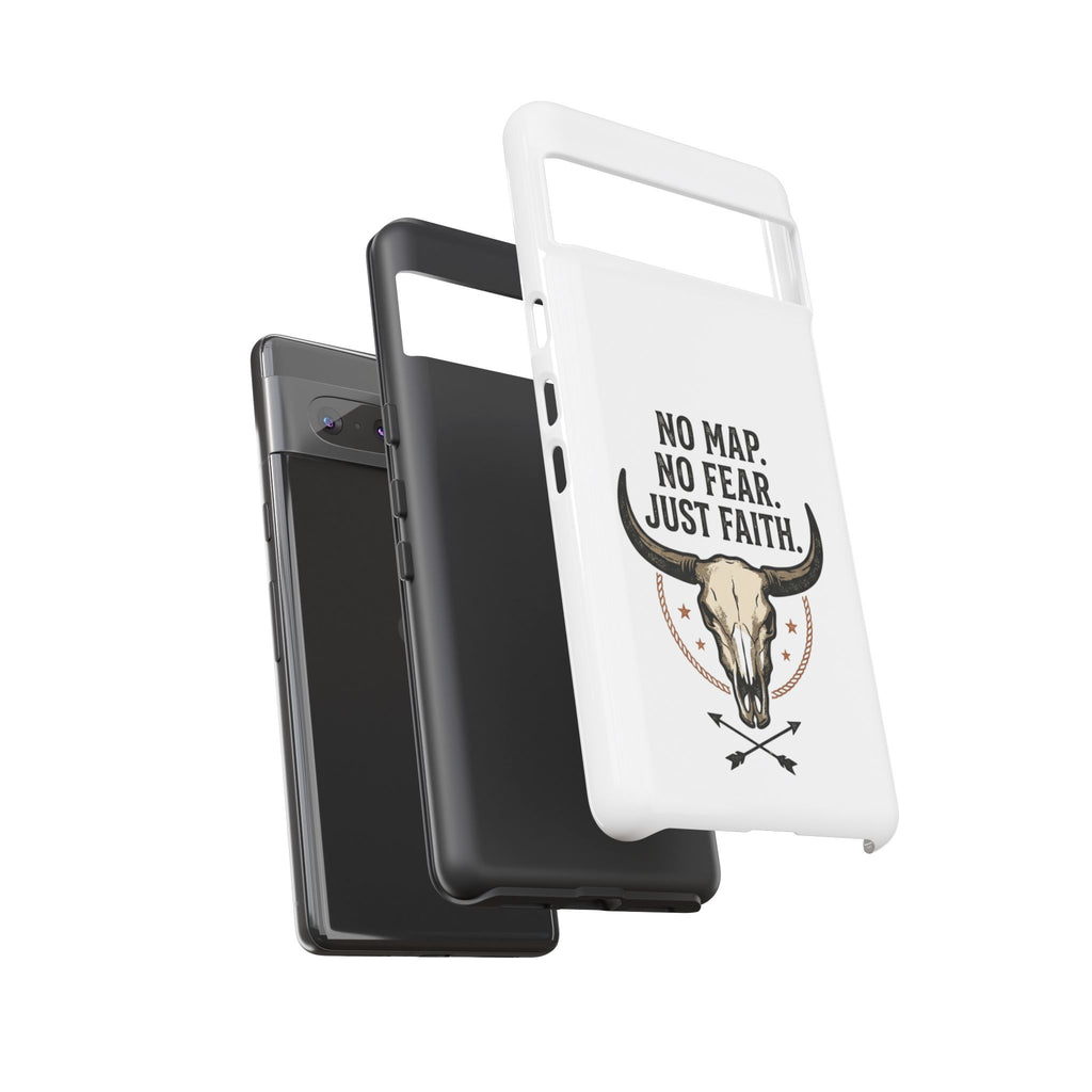 Phone Case — "No Map. No Fear. Just Faith." Skull Design