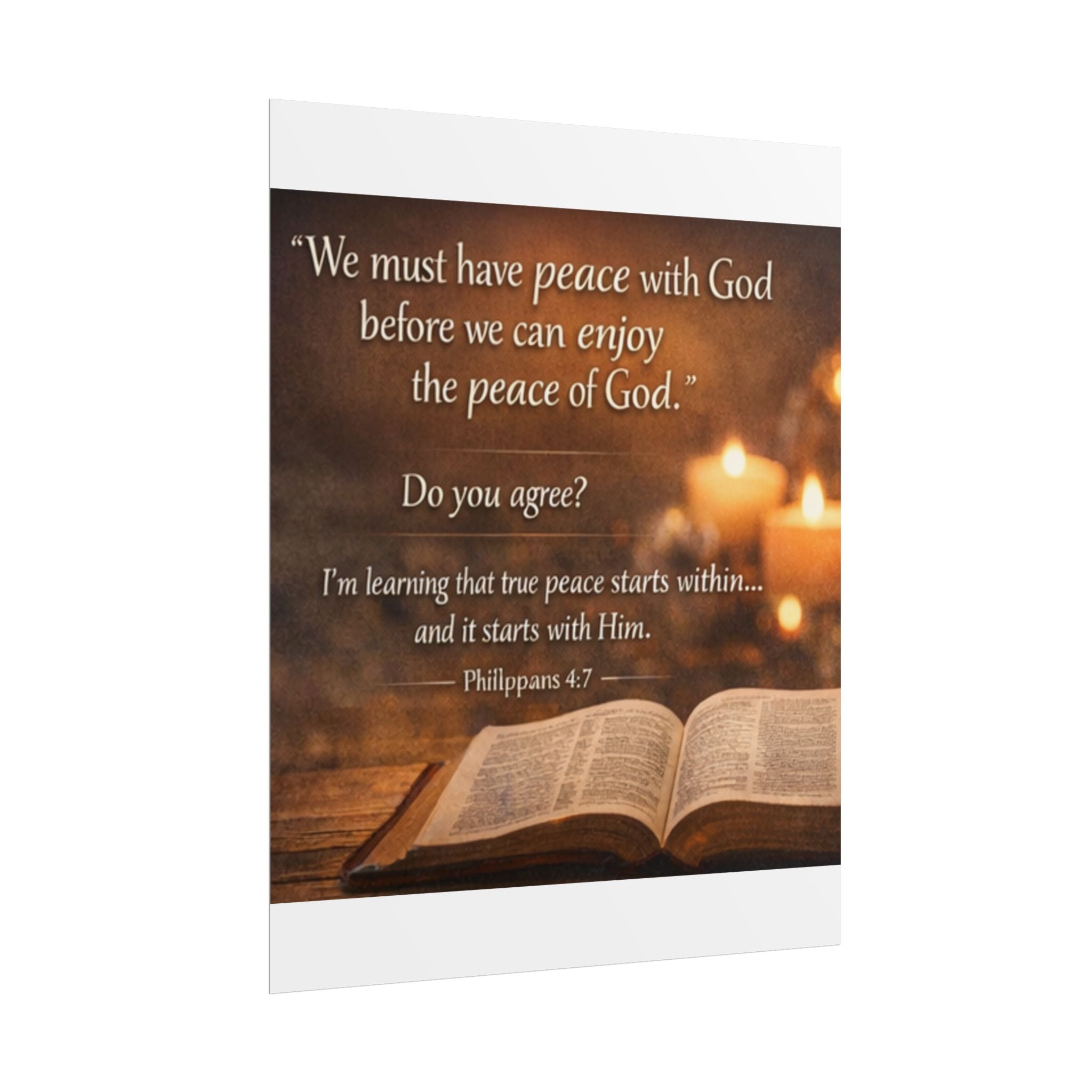 Rolled Poster – "Peace with God" Inspirational Bible Verse (Philippians 4:7)