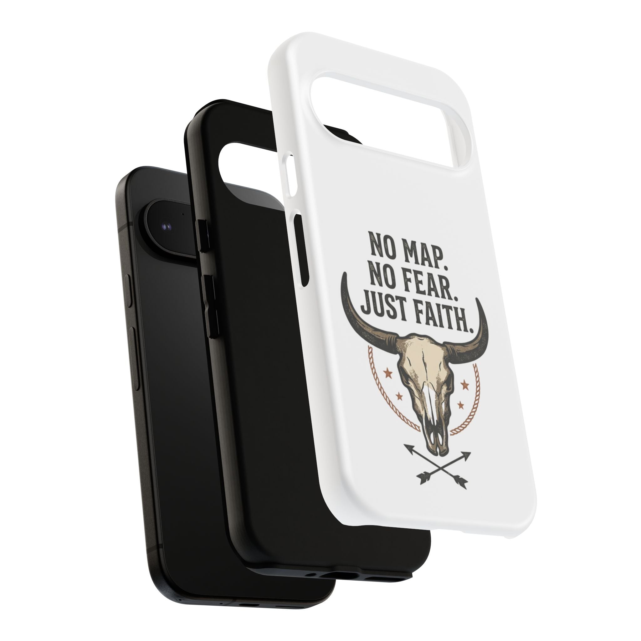 Phone Case — "No Map. No Fear. Just Faith." Skull Design