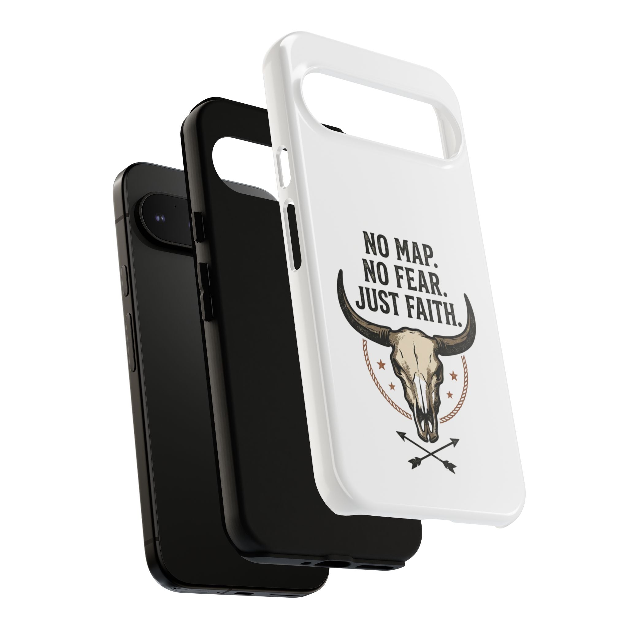 Phone Case — "No Map. No Fear. Just Faith." Skull Design