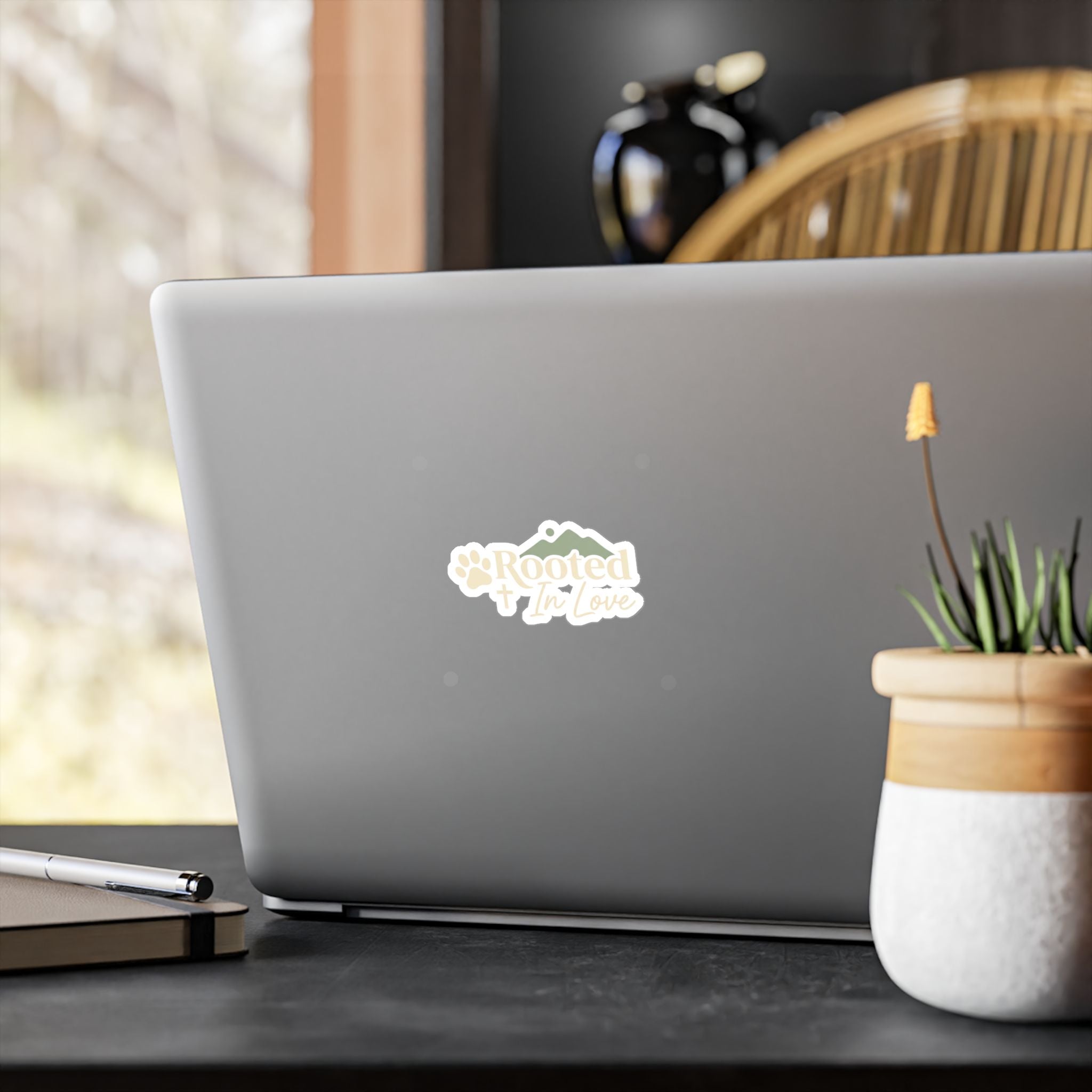 Rooted In Love Paw & Mountain Vinyl Sticker — Kiss-Cut Decal