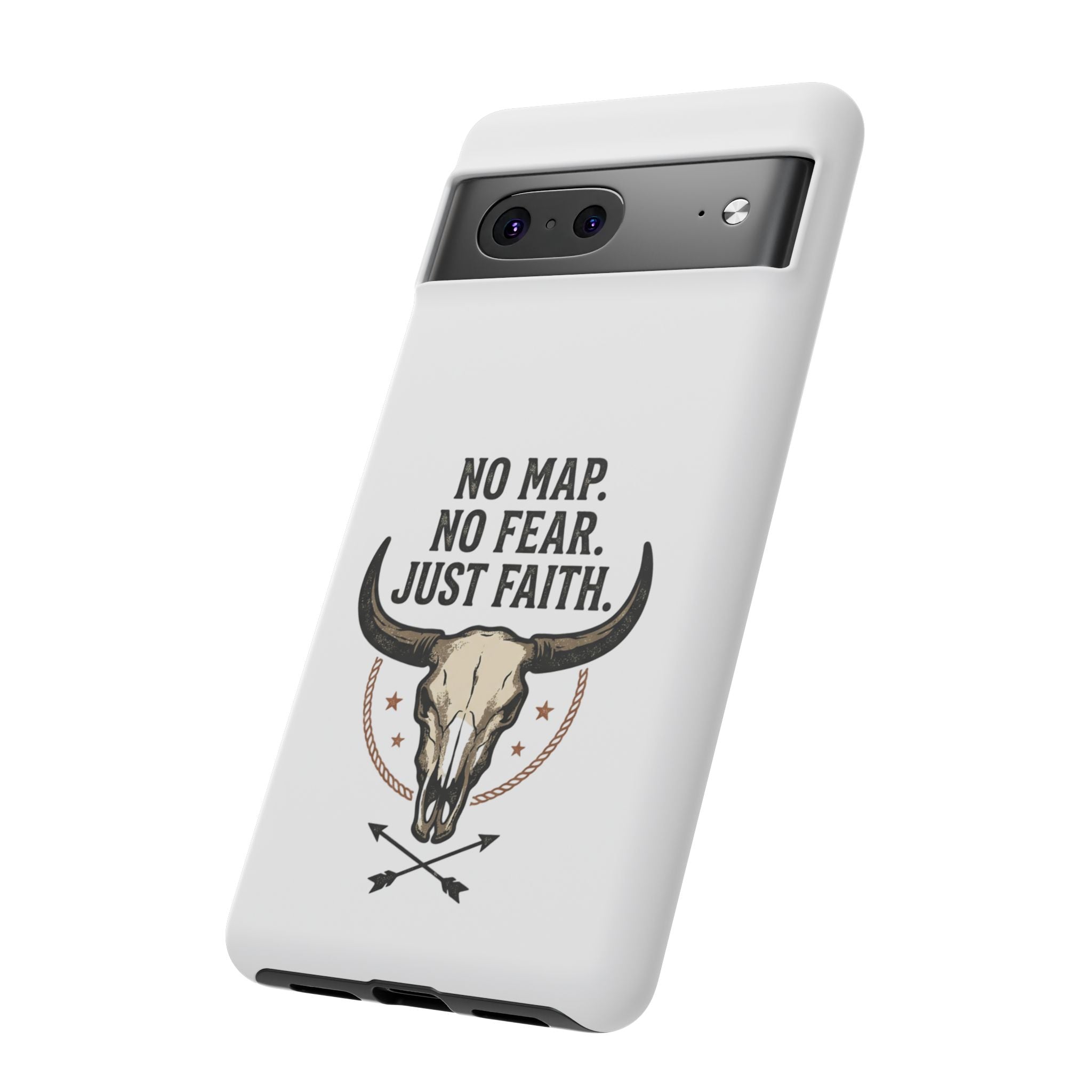 Phone Case — "No Map. No Fear. Just Faith." Skull Design