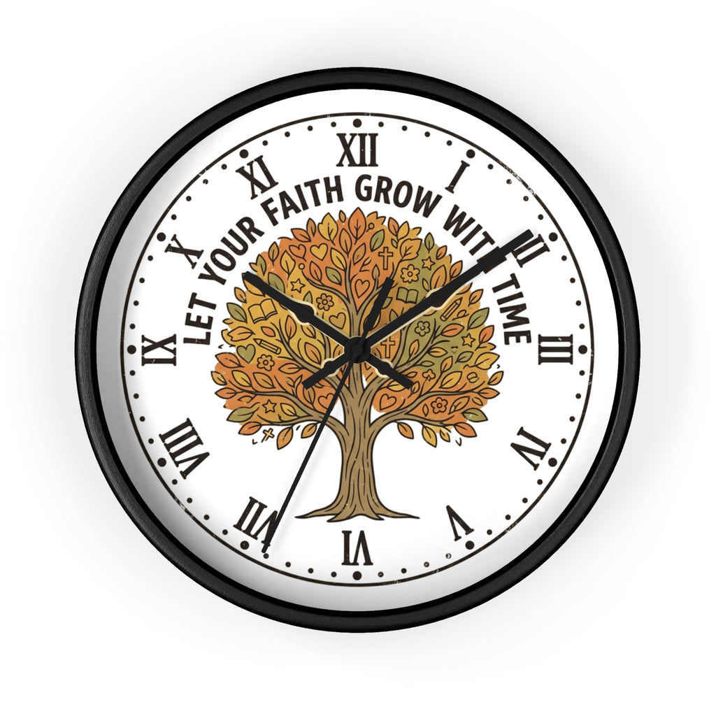Fall Tree Wall Clock — "Let Your Faith Grow With Time" Inspirational Home Decor