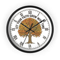 Fall Tree Wall Clock — "Let Your Faith Grow With Time" Inspirational Home Decor