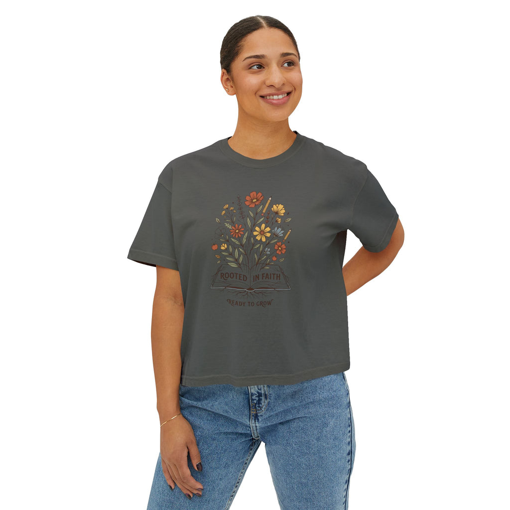Women's Tee — "Rooted in Faith, Ready to Grow" Floral Graphic