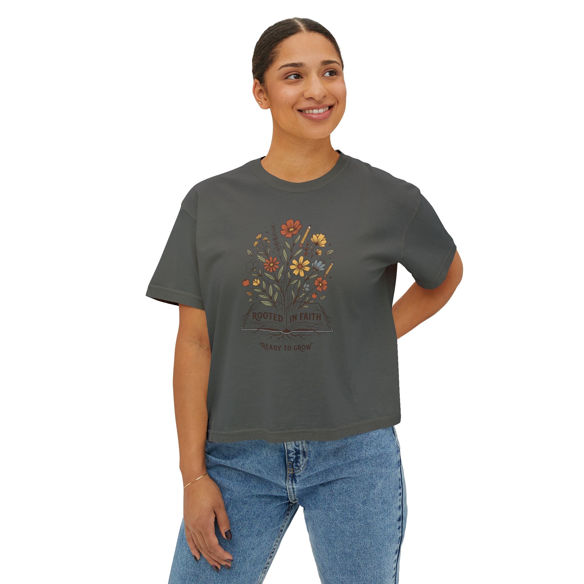 Women's Tee — "Rooted in Faith, Ready to Grow" Floral Graphic