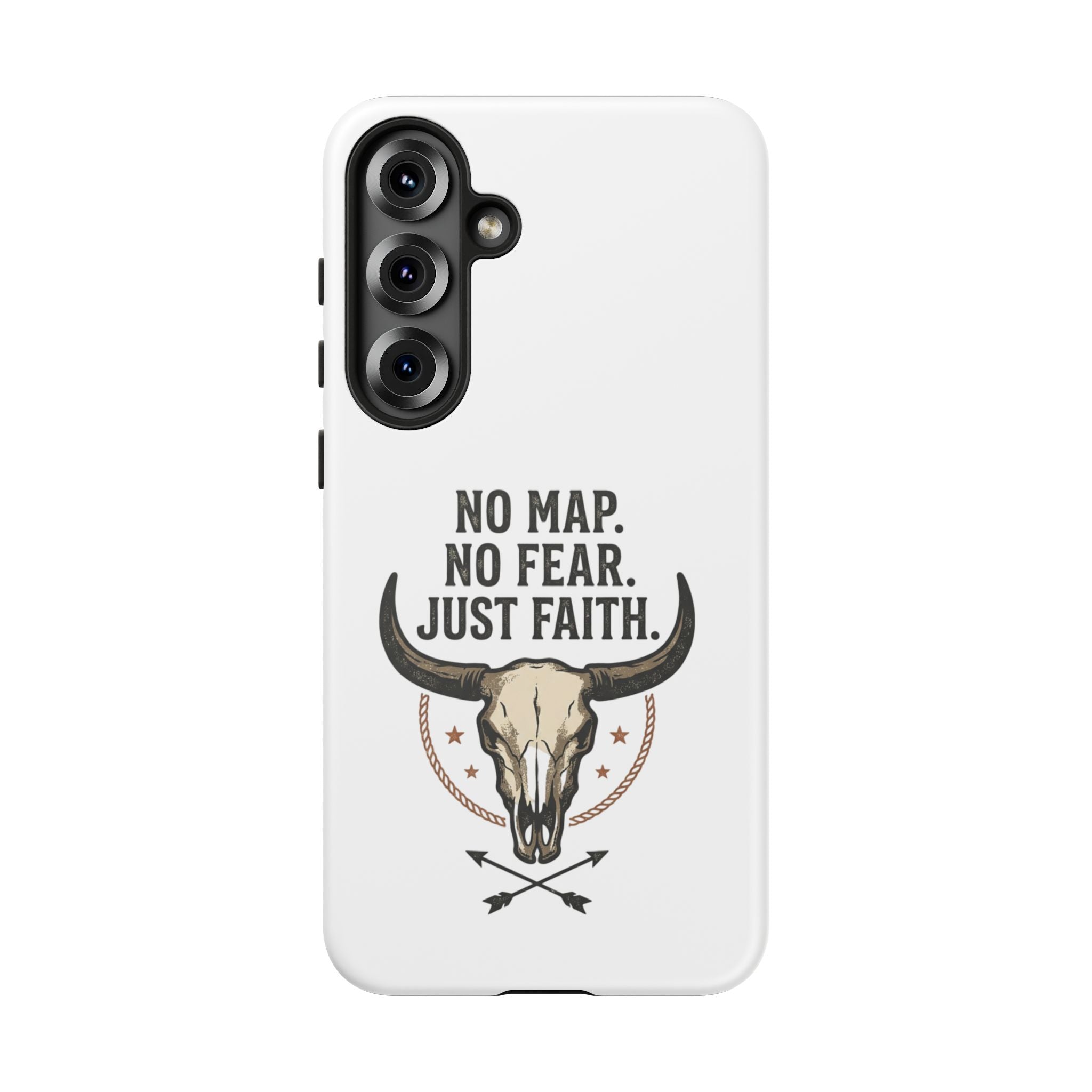 Phone Case — "No Map. No Fear. Just Faith." Skull Design