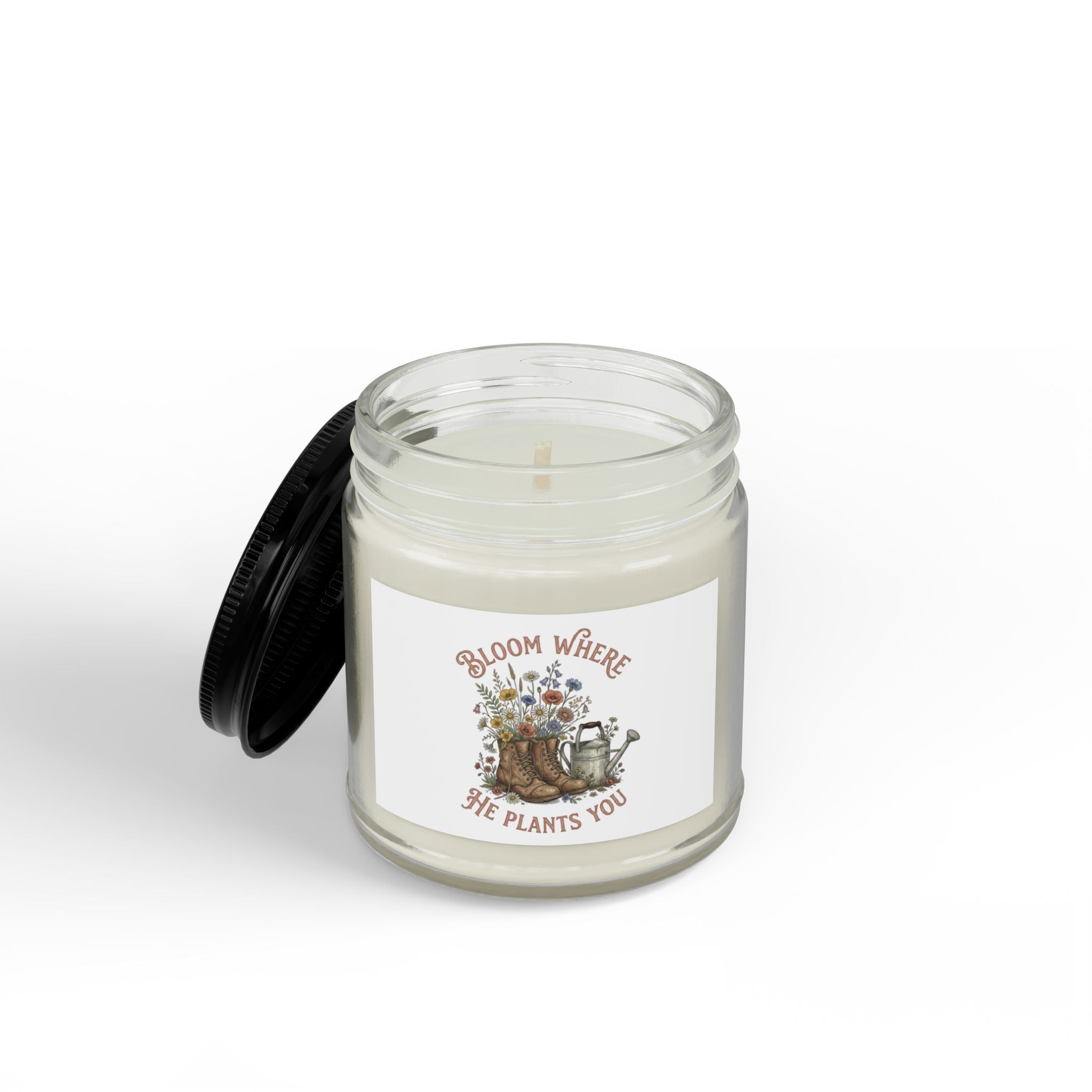 Soy Candle — "Bloom Where She Plants You" Amber Jar (4oz & 9oz)