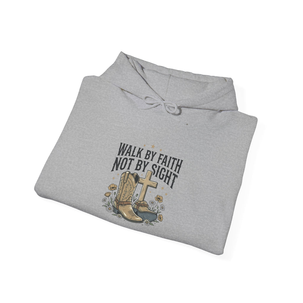 Faith Cowboy Hoodie — "Walk by Faith Not by Sight" Christian Western Sweatshirt