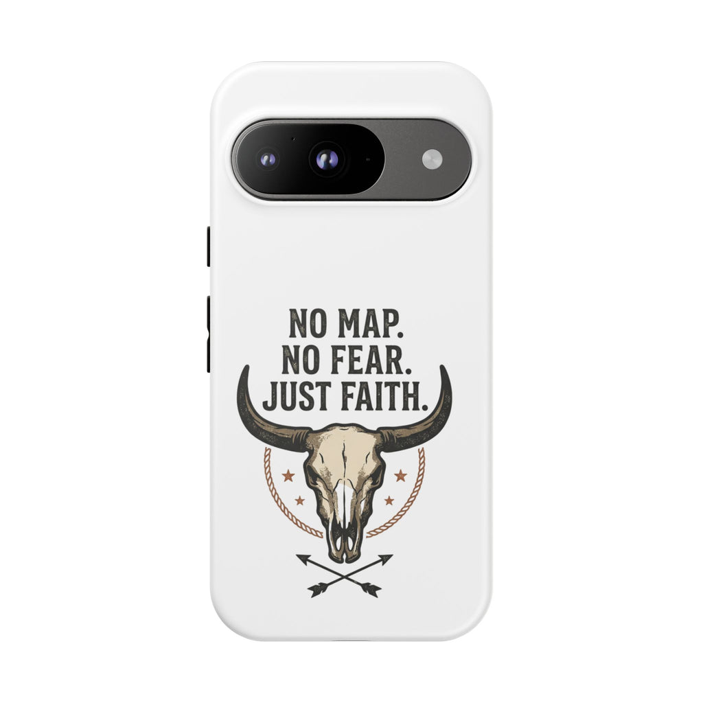 Phone Case — "No Map. No Fear. Just Faith." Skull Design