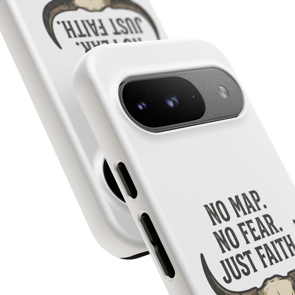 Phone Case — "No Map. No Fear. Just Faith." Skull Design