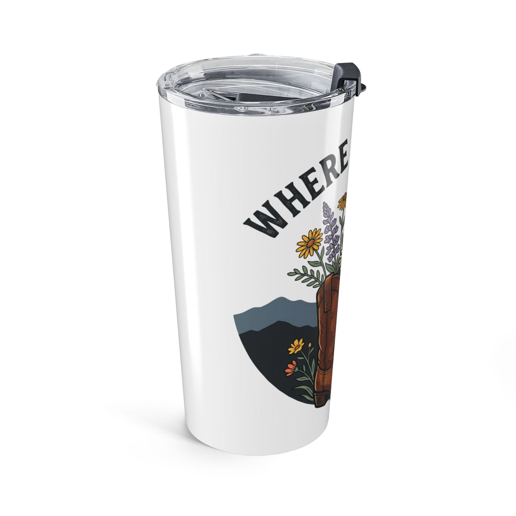 20oz Christian Cowboy Tumbler - "Where He Leads I'll Go" Floral Boots Design
