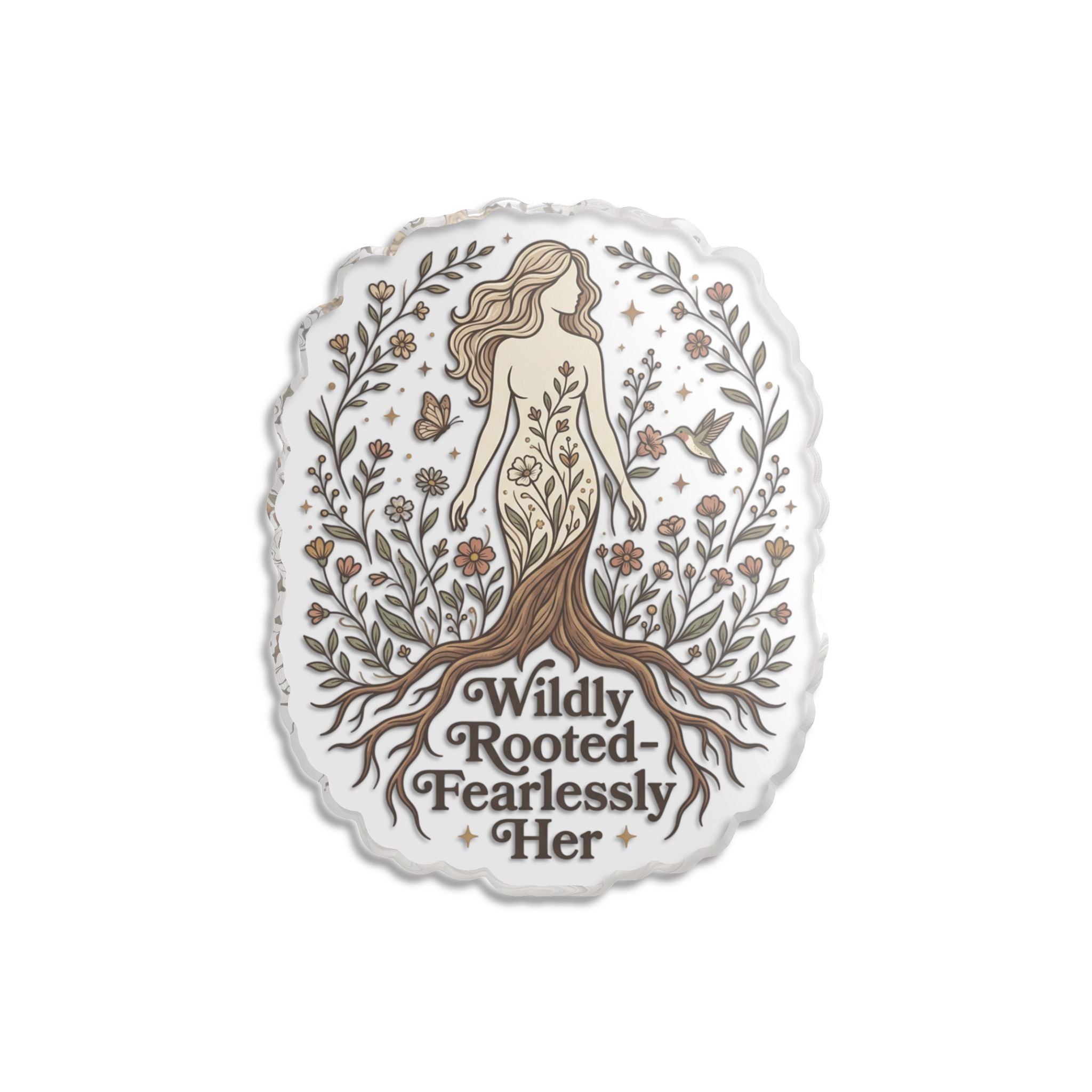 Mermaid Tree Sticker — “Wildly Rooted • Fearlessly Her” Inspirational Nature Decal
