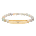 Engravable Natural Stone Bead Bar Bracelet — Stretch Bracelet with Personalized Metal Bar