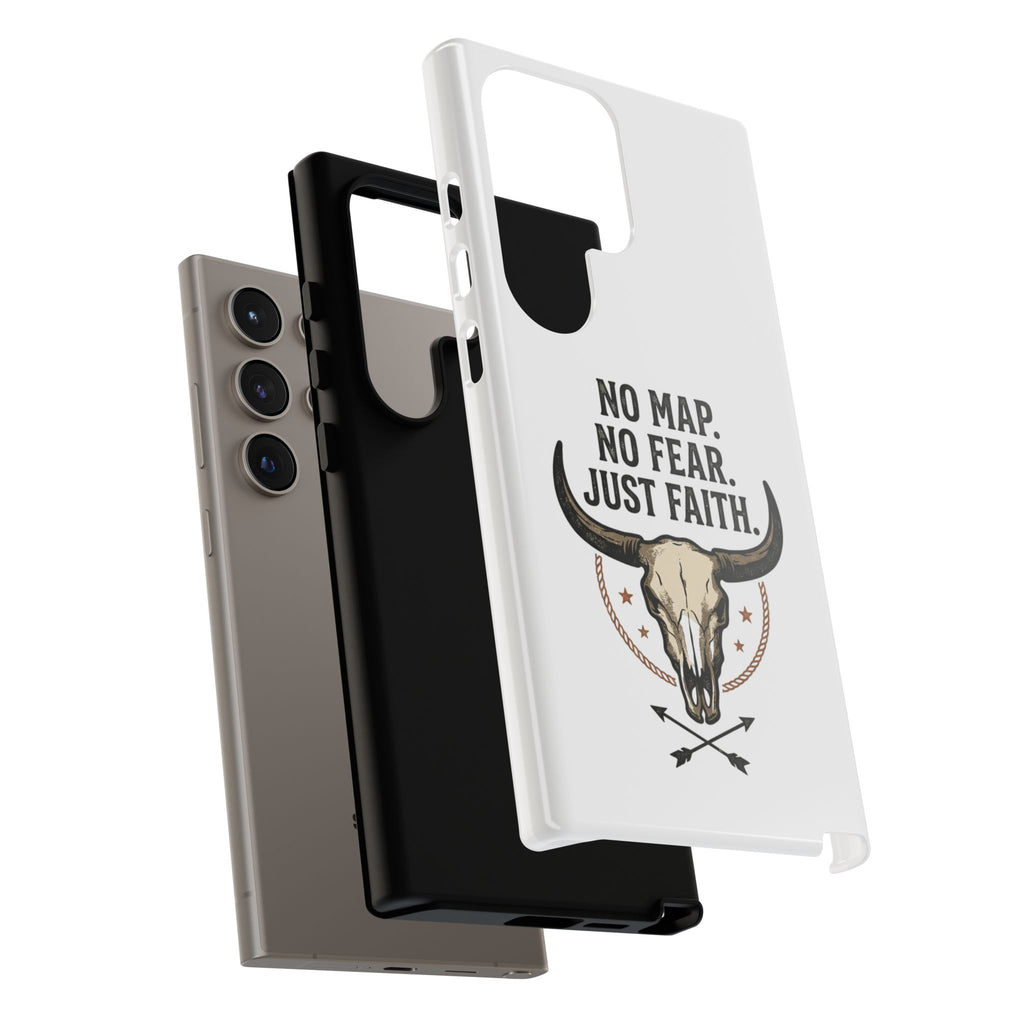 Phone Case — "No Map. No Fear. Just Faith." Skull Design